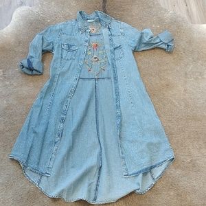 Denim Dress, Sewn flowers